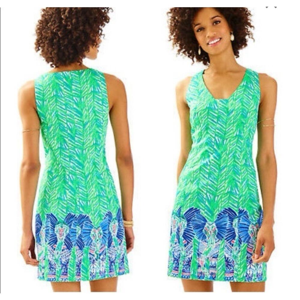 Lilly Pulitzer Sleeveless Dress‎ Green Blue Print Casual Party Size 4
